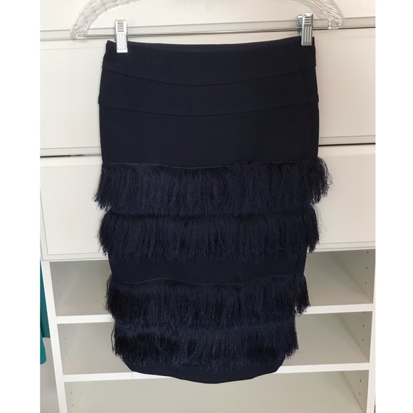 Anthropologie Eva Franco Navy Fringe Skirt - Picture 3 of 3